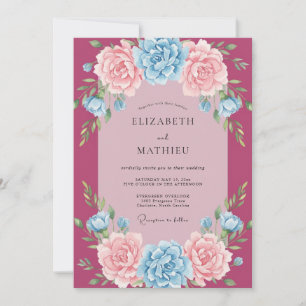 Berry Pink Whimsical Spring Wedding Invitation