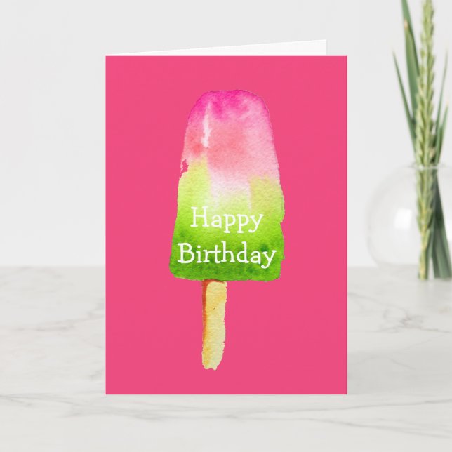Berry popsicle cute Summertime watercolor birthday Card (Front)