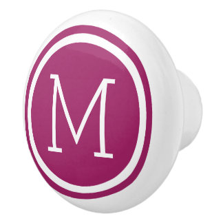 Berry Purple Monogram Personalised Drawer Knob