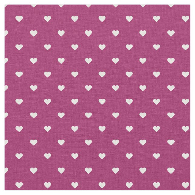 Berry Purple Polka Dot Hearts Fabric (Close Up)