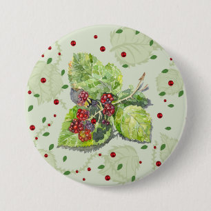 Berry red and black blackberries 7.5 cm round badge