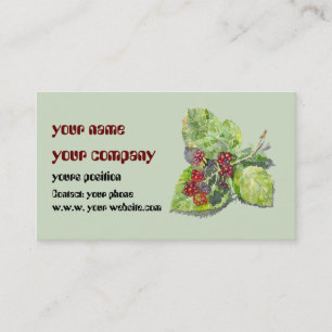 Berry red and black blackberries business card