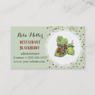 Berry red and black blackberries business card