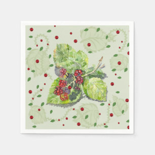 Berry red and black blackberries napkin