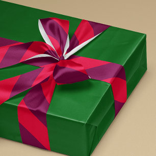 Berry Red and Eggplant Purple Wide Stripe Satin Ribbon