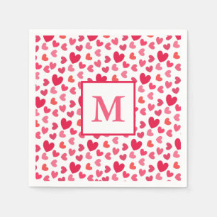 Berry, red and pink hearts pattern Love      Napkin