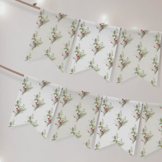 berry red botanical holiday christmas gift bunting  (Creator Uploaded)