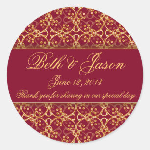 Berry Red Cluster Wedding Thank You Stickers