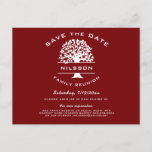 Berry Red Family Tree Reunion Save the Date Announcement Postcard<br><div class="desc">Family tree and text in white atop cranberry red or customise to choose your own colour.  See more colours and a matching family reunion invitation at Genealogy Greetings at Zazzle.</div>