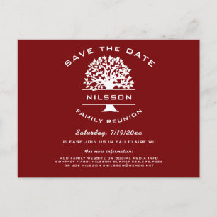 Berry Red Family Tree Reunion Save the Date Announcement Postcard