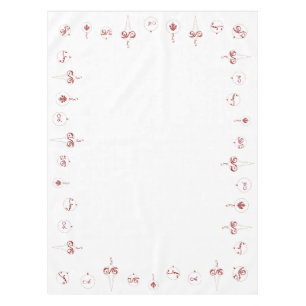 Berry Red Monogram Bauble Ornaments Christmas  Tablecloth