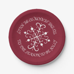 Berry Red Snowflake Paper Plates