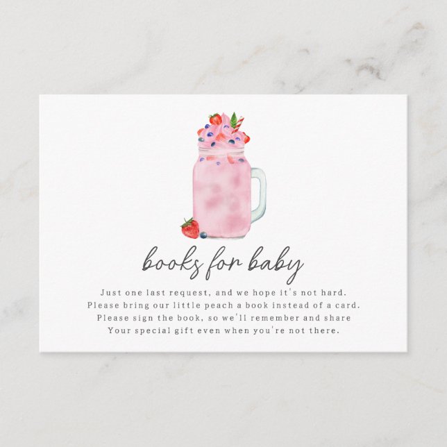 Berry Smoothie Baby Shower Book Request Enclosure Card (Front)