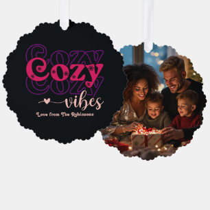 Berry Sorbet Cosy Vibes Retro Christmas Photo Tree Decoration Card