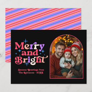 Berry Sorbet Modern Retro Christmas Family Photo Holiday Card