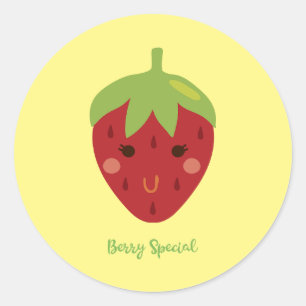 Berry Special Smiling Strawberry Classic Round Sticker