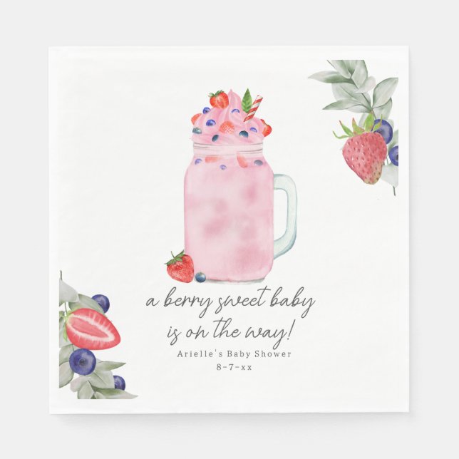 Berry Special Smoothie Baby Shower Napkin (Front)