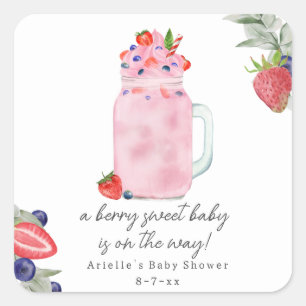 Berry Special Smoothie Baby Shower Square Sticker
