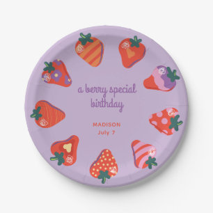 Berry Special Strawberry Birthday - Plum Paper Plate