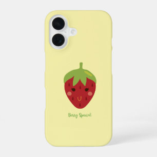 Berry Special Strawberry Face Emoji iPhone 16 Case