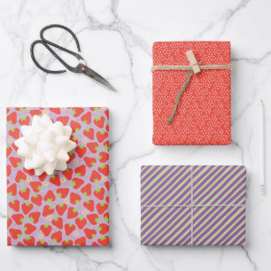 Berry Special Tossed Strawberry - Plum Wrapping Paper Sheet