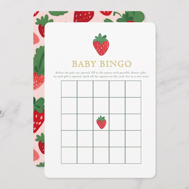 Berry Strawberry Baby Shower Baby Bingo  Invitation (Creator Uploaded)