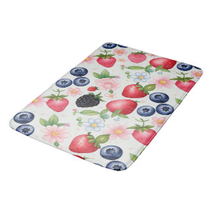 Berry Strawberry flowers Birthday Party for her Bath Mat