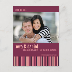 Berry Stripes :: Save the Date Photo Postcard