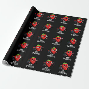 Berry Superstitious Funny Fruit Pun Dark BG Wrapping Paper