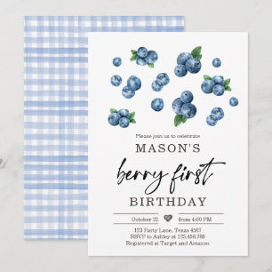 Berry Sweet 1st Birthday Boy Blueberry Invite