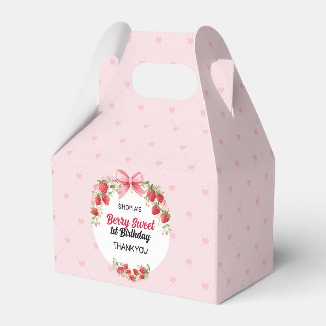Berry Sweet 1st Birthday Favour Box (Front Side)