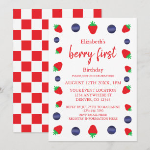 Berry Sweet 1st Birthday Invitation