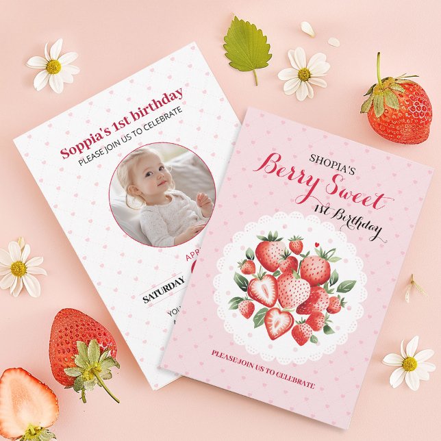 Berry Sweet 1st Birthday Invitation (Creator Uploaded)