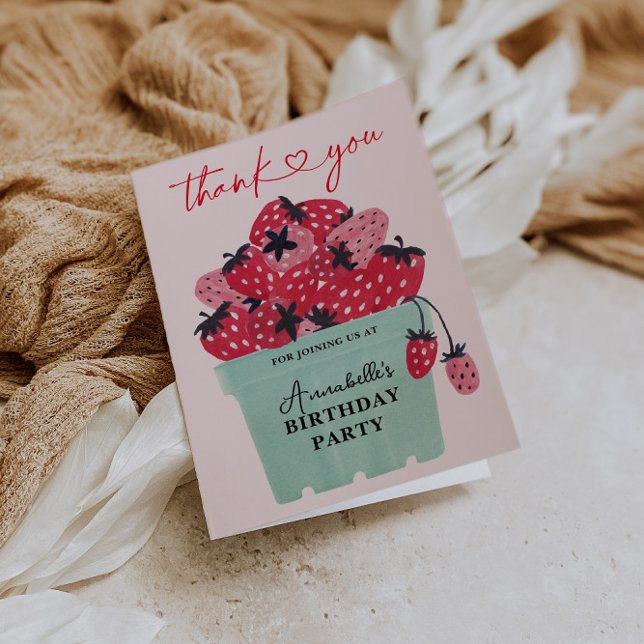 Berry Sweet 1st Birthday Thank You Card (Berry First Thank You Card)