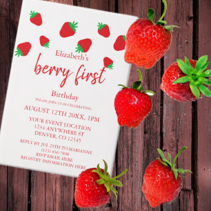 Berry Sweet 1st Birthday Vellum Invitations