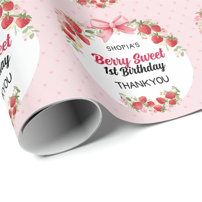 Berry Sweet 1st Birthday Wrapping Paper (Roll Corner)