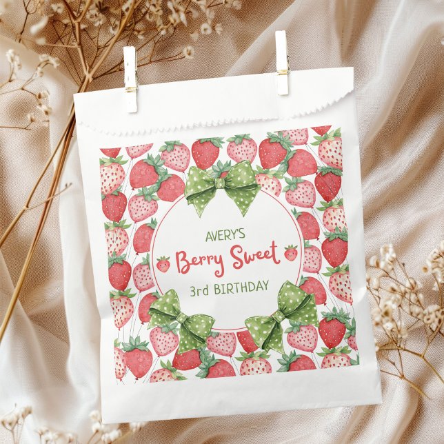 Berry Sweet 3rd Birthday Strawberry Party  Favour Bags (Creator Uploaded)
