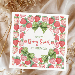 Berry Sweet 3rd Birthday Strawberry Party  Napkin
