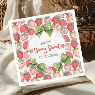 Berry Sweet 4th Birthday Strawberry Party Napkin