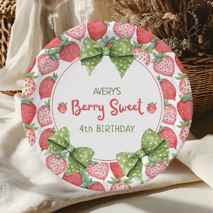 Berry Sweet 4th Birthday Strawberry Party Paper Plate