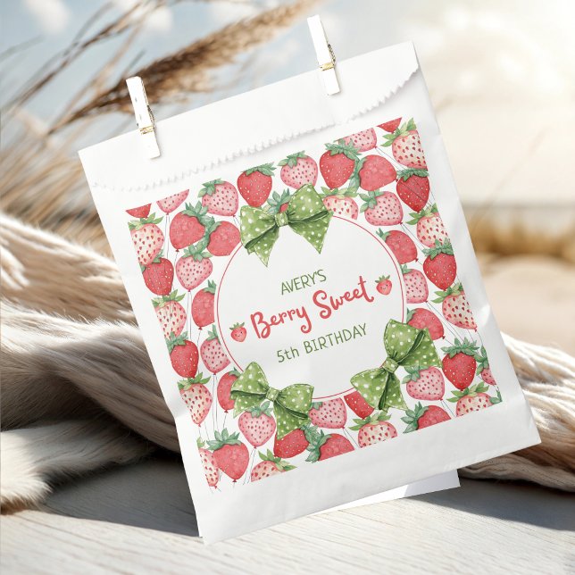 Berry Sweet 5th Birthday Strawberry Party  Favour Bags (Creator Uploaded)