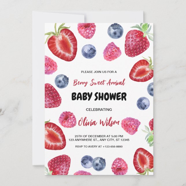 Berry Sweet Arrival: An All-Season Baby Shower Invitation (Front)