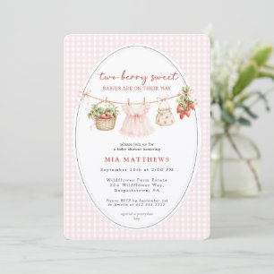 Berry Sweet Babies Strawberry Twins Baby Shower Invitation