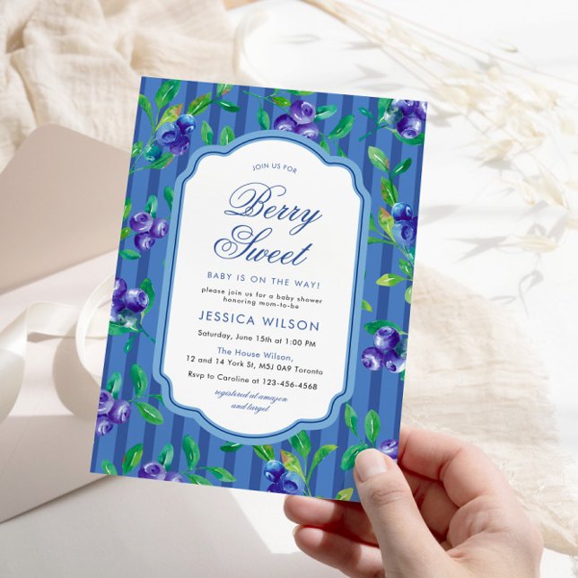 Berry Sweet Baby Blueberries Baby Shower Invitation (Creator Uploaded)