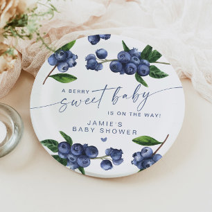 Berry Sweet Baby Blueberry Baby Shower Paper Plate