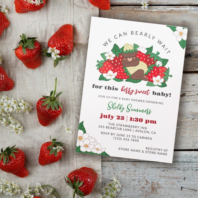 Berry Sweet Baby Neutral Strawberry Baby Shower Invitation (Creator Uploaded)