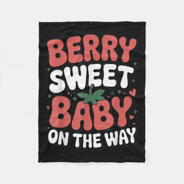 Berry Sweet Baby On The Way Cute Strawberry Pregna Fleece Blanket (Front)