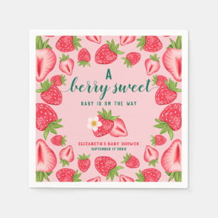 Berry Sweet Baby On The Way Strawberry Baby Shower Napkin