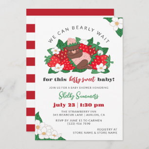 Berry Sweet Baby Pink Strawberry Girl Baby Shower Invitation
