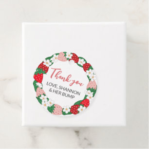 Berry Sweet Baby Pink Strawberry Wreath Thank You Favour Tags